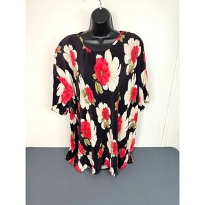 Liebe USA Womens Blouse Top Size 2XL Oversized Floral Ribbed